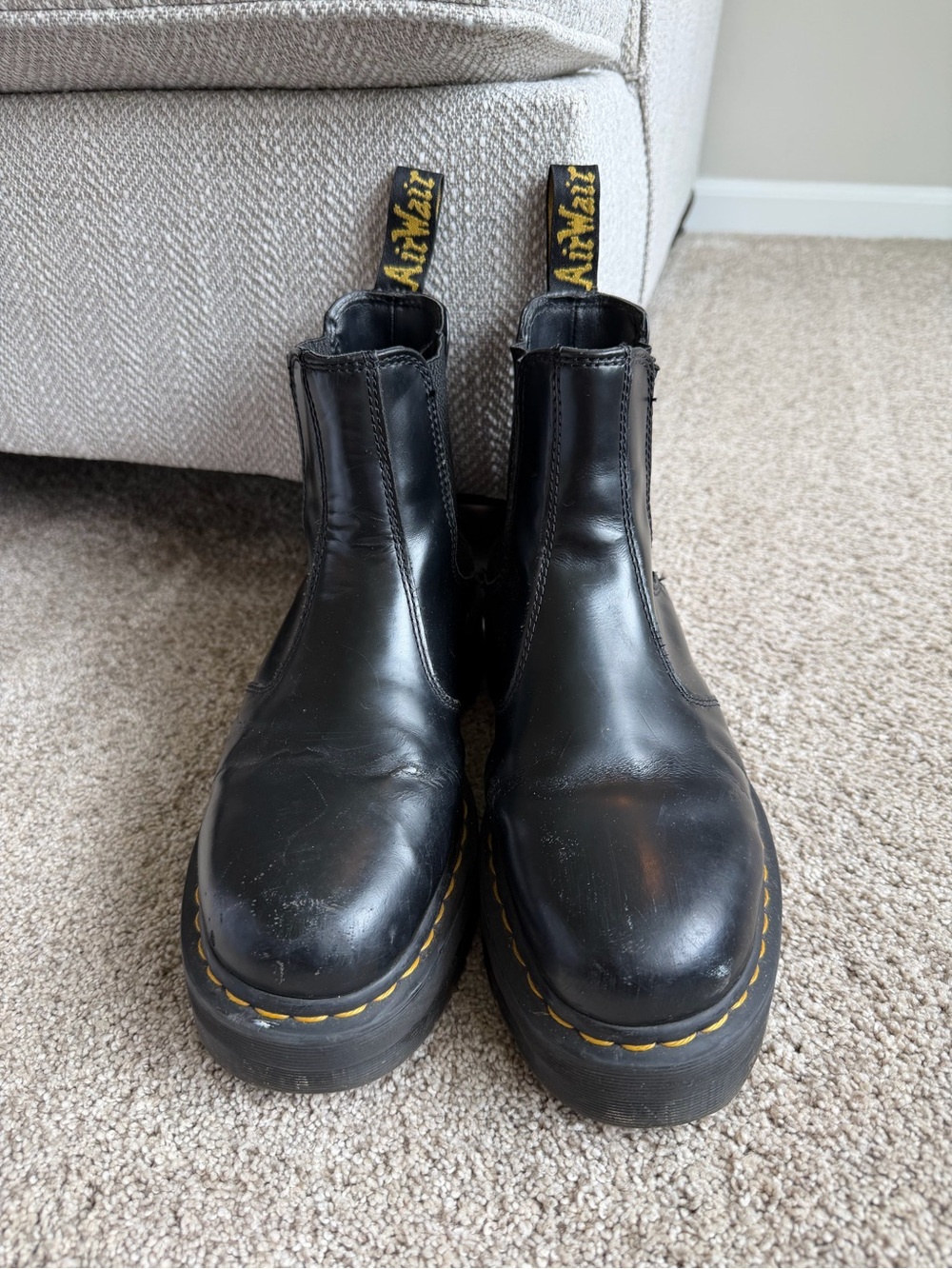Dr. Martens 2976 Quad Platform Chelsea Boots Black Leather M9 / W10
